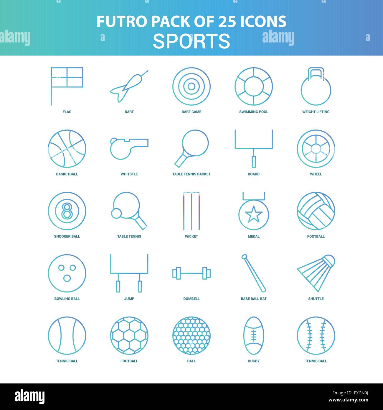 25 Green and Blue Futuro Sports Icon Pack Stock Vector Image & Art - Alamy
