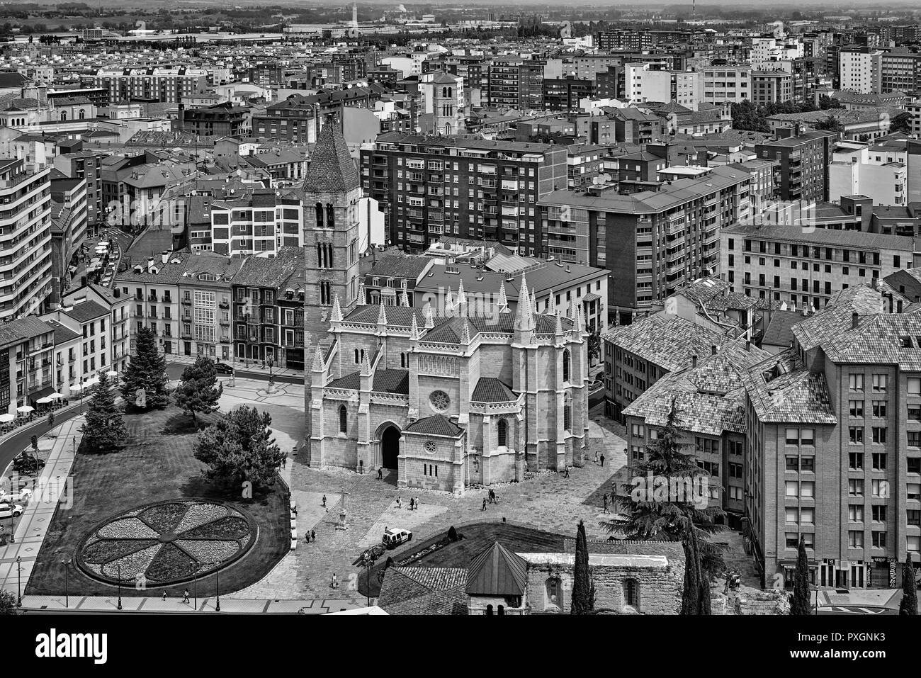 Aerial view of Valladolid from the tower of the Cathedral, La Antigua church, Castilla y Leon, Spain, Europe Stock Photo