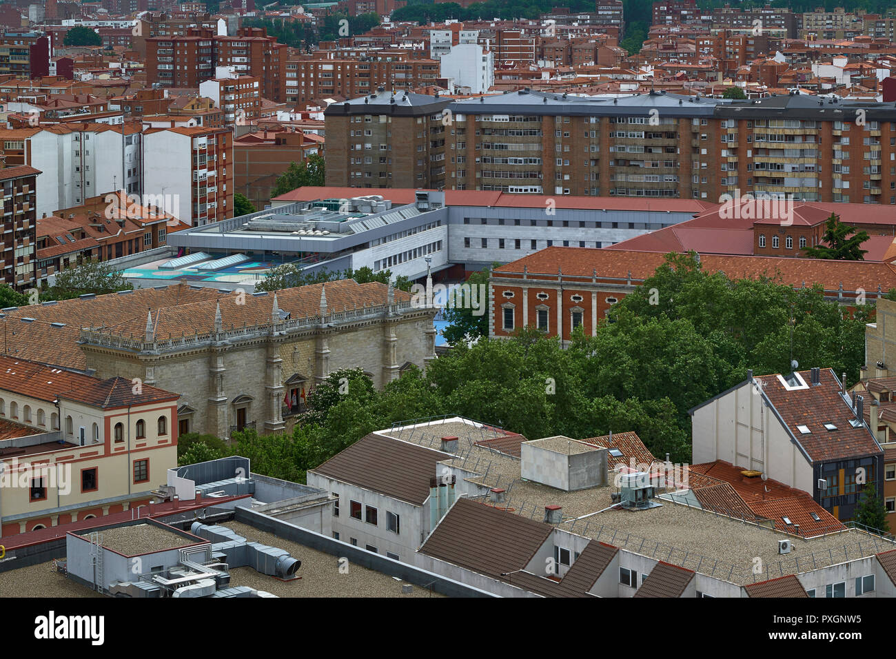 Aerial view of Valladolid, Palace of Santa Cruz and the College of San Jose, Castilla y Leon, Spain, Europe Stock Photo