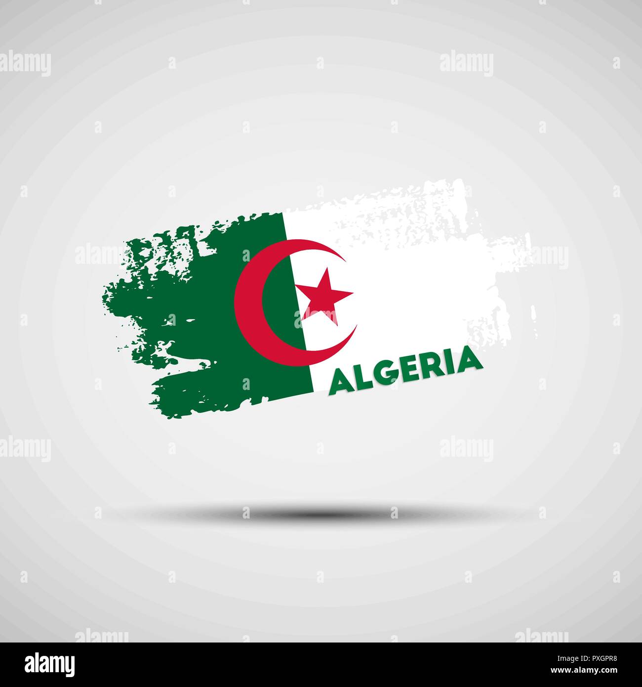 Flag of Algeria. Vector illustration of grunge brush stroke with Algerian national flag colors for your graphic and web design Stock Vector