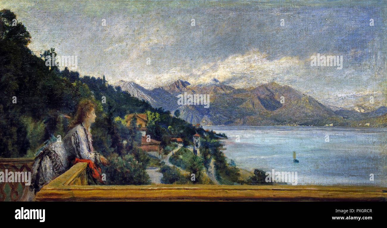 Daniele Ranzoni (1843- 1889) Veduta del lago Maggiore dalla villa di Ada Troubetzkoy 1872 Stock Photo