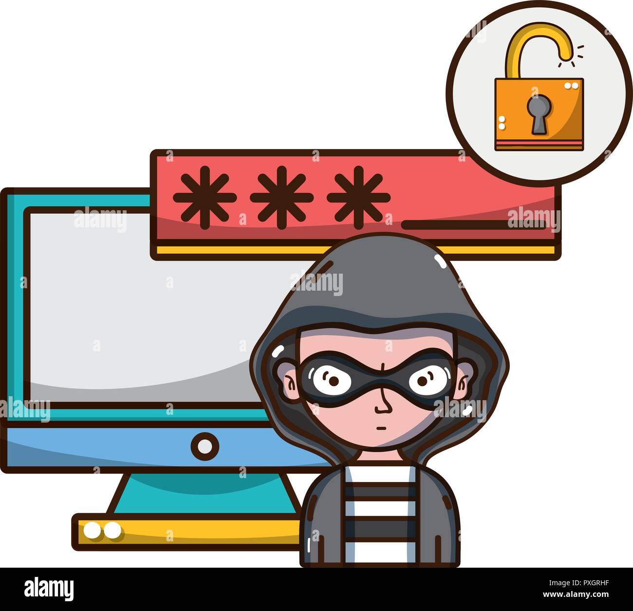 cybersecurity threat cartoon Stock Vector