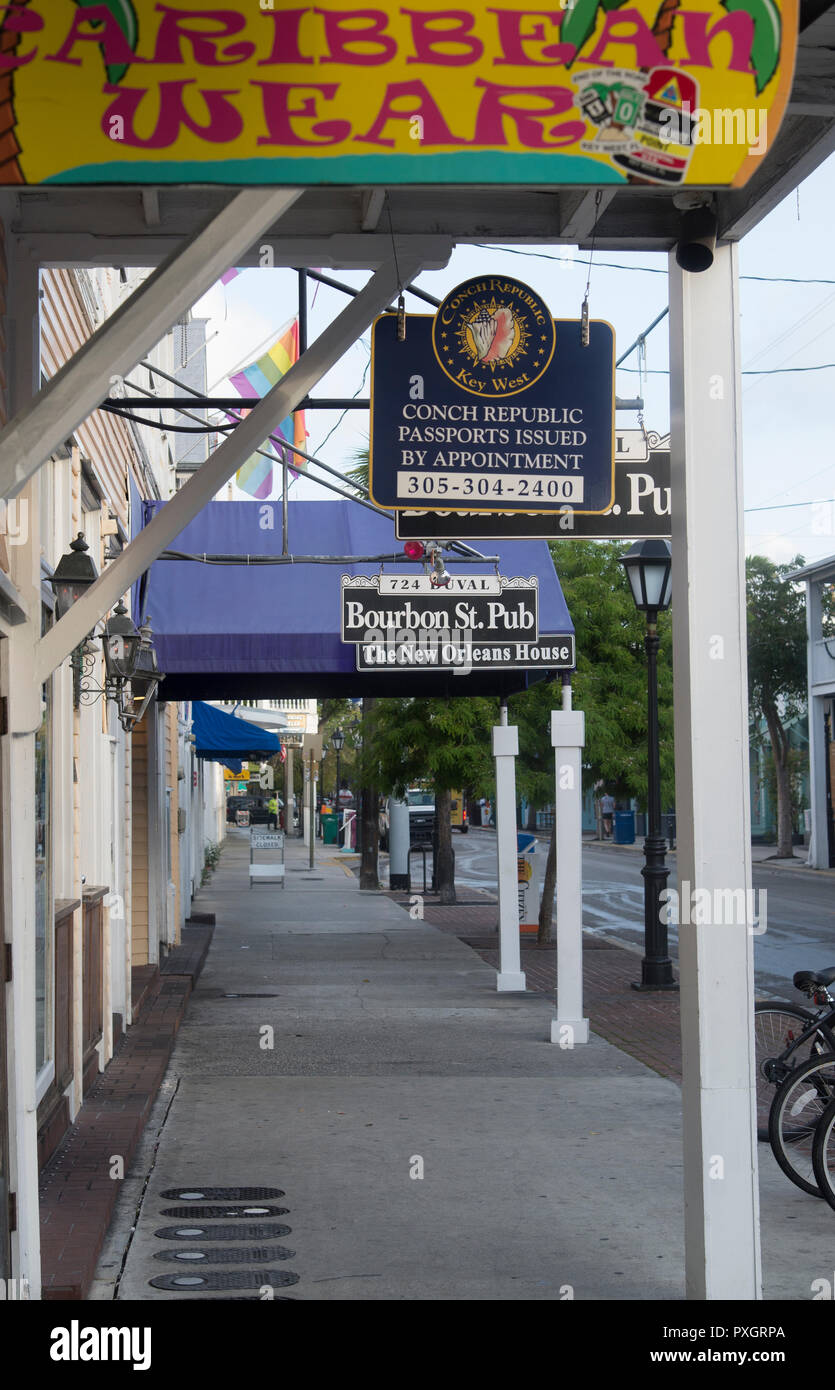 on the deserted Duval Street in Key West Florida Stock Photo