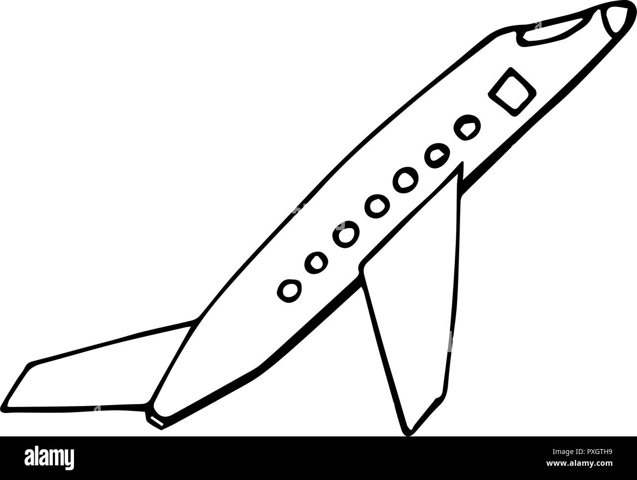 Abstract vector illustration of an air plane. Grunge free hand drawing. Stock Vector