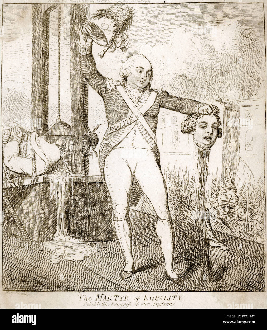 Cartoon, Execution of Louis XVI Stock Photo