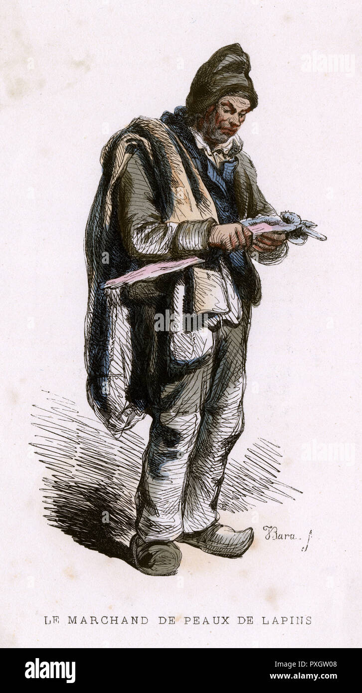 RABBITSKIN SELLER 1850 Stock Photo