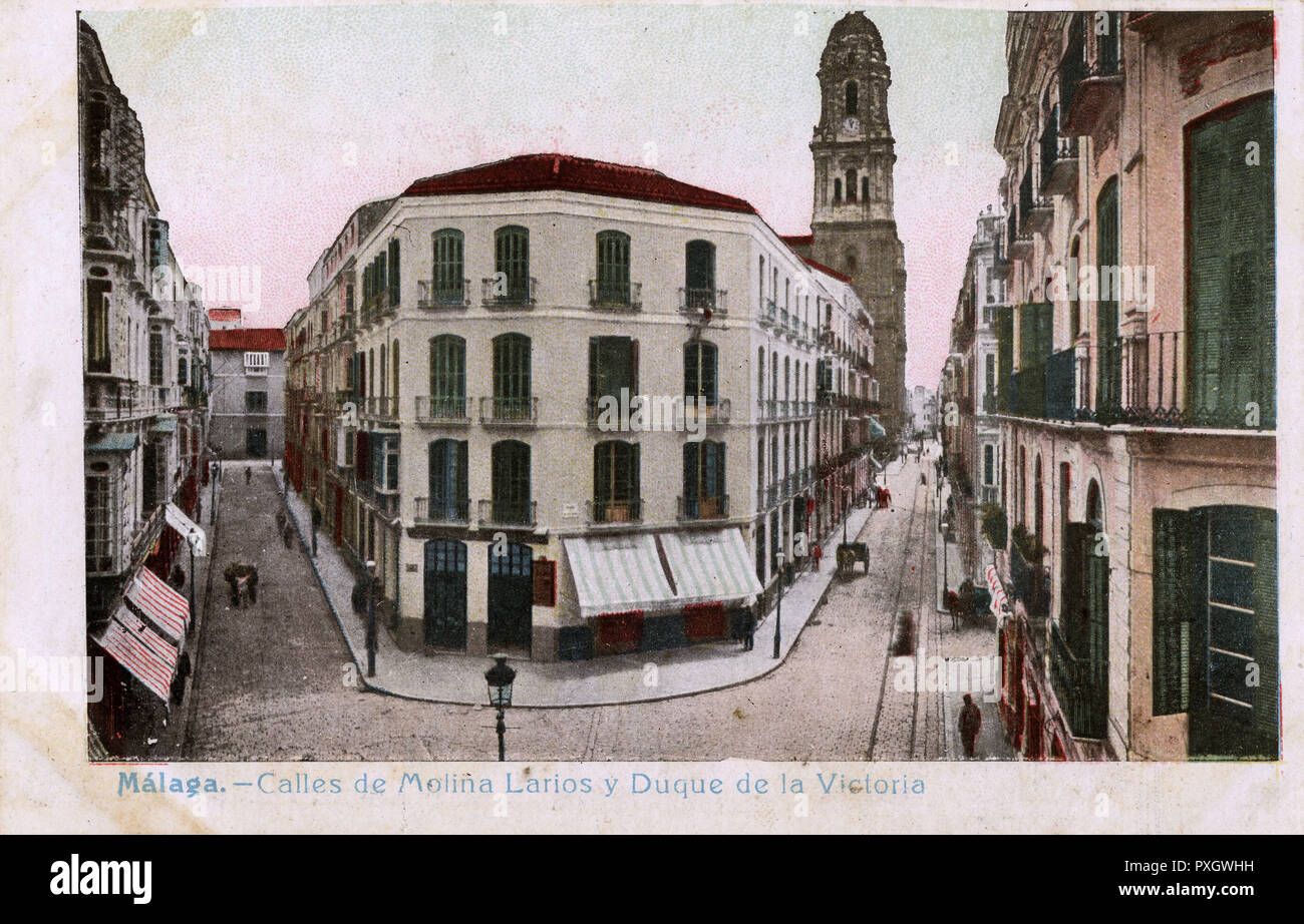 Malaga, Calles de Molina Larios y Duque de la Victoria Stock Photo