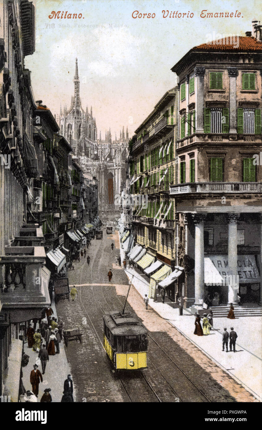 Milan, Italy - Corso Vittorio Emanuele Stock Photo