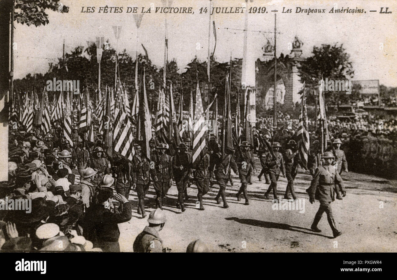 Victory Celebrations, Paris - 14th July 1919 - Americans Stock Photo