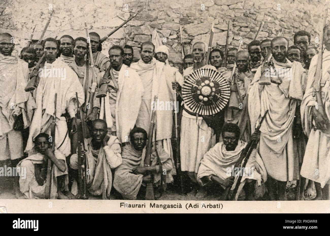 Ethiopian Chief Fitaurari Mangasha and his warriors Stock Photo