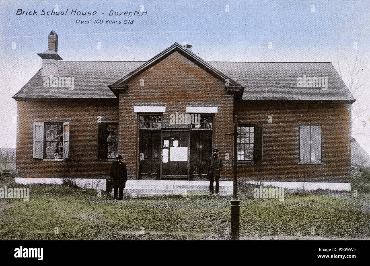 Brick School House, Dover, New Hampshire, USA over 100 years old (when this postcard was