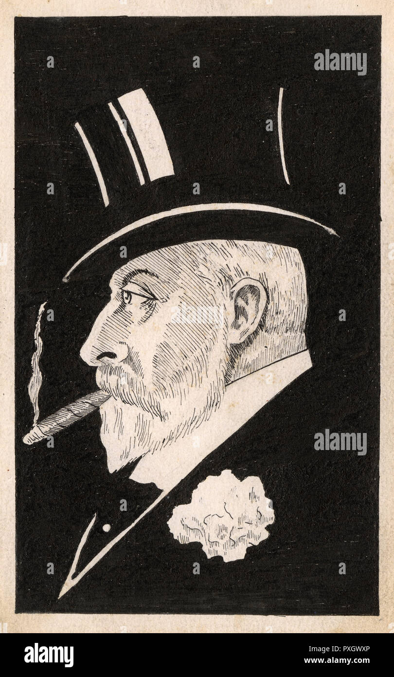 Hand-drawn postcard of King Edward VII in profile Stock Photo