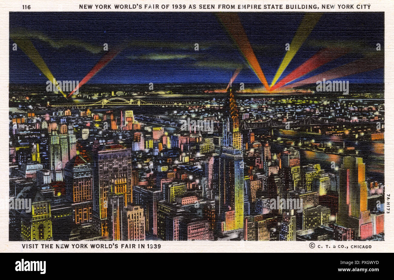 New York Skyline Illuminations - New York World's Fair Stock Photo