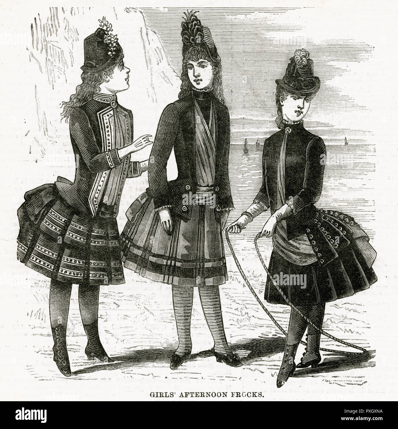 Girls' afternoon frocks 1886 Stock Photo