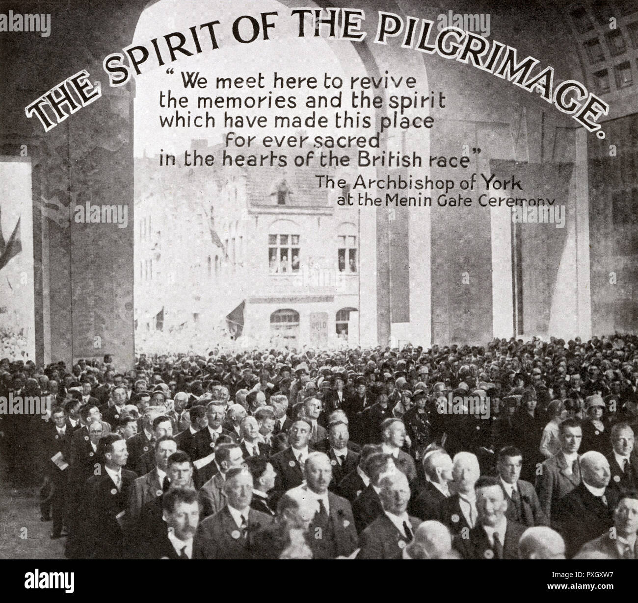 The Spirit of the Pilgrimage, Menin Gate, Ypres, Belgium Stock Photo