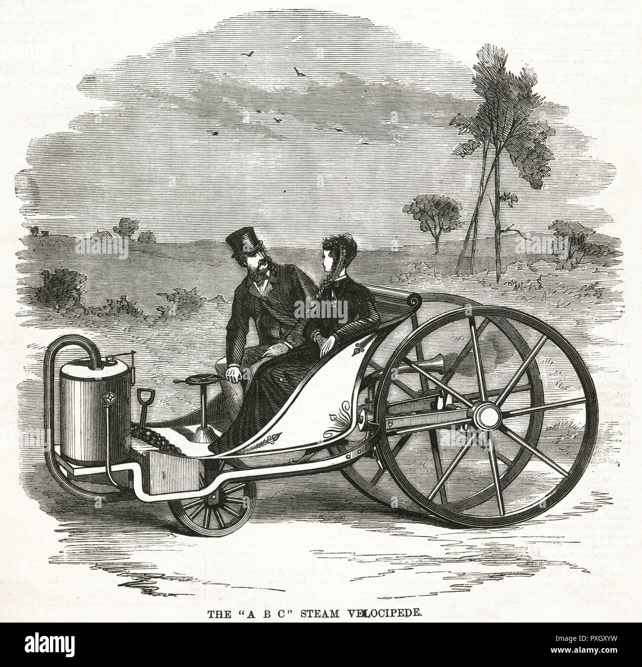 'A B C' propelled by steam velocipede 1869 Stock Photo