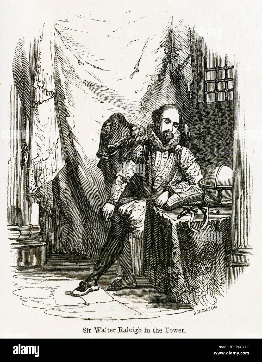 Sir Walter Raleigh in Tower of London Stock Photo