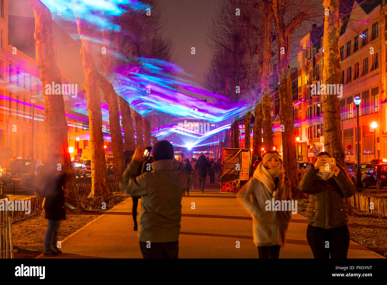 Light Art Festival "Bright Brussels", various light installations