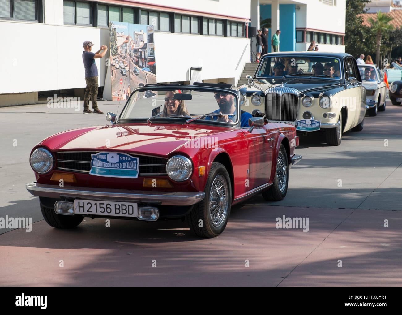 Triumph TR6 at classic car meeting in Torremolinos, Málaga, Spain. Stock Photo