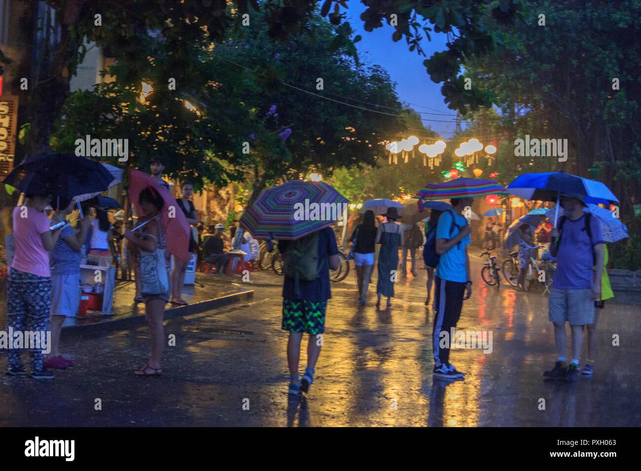 city lights on hoi an at night, vietnam Stock Photo