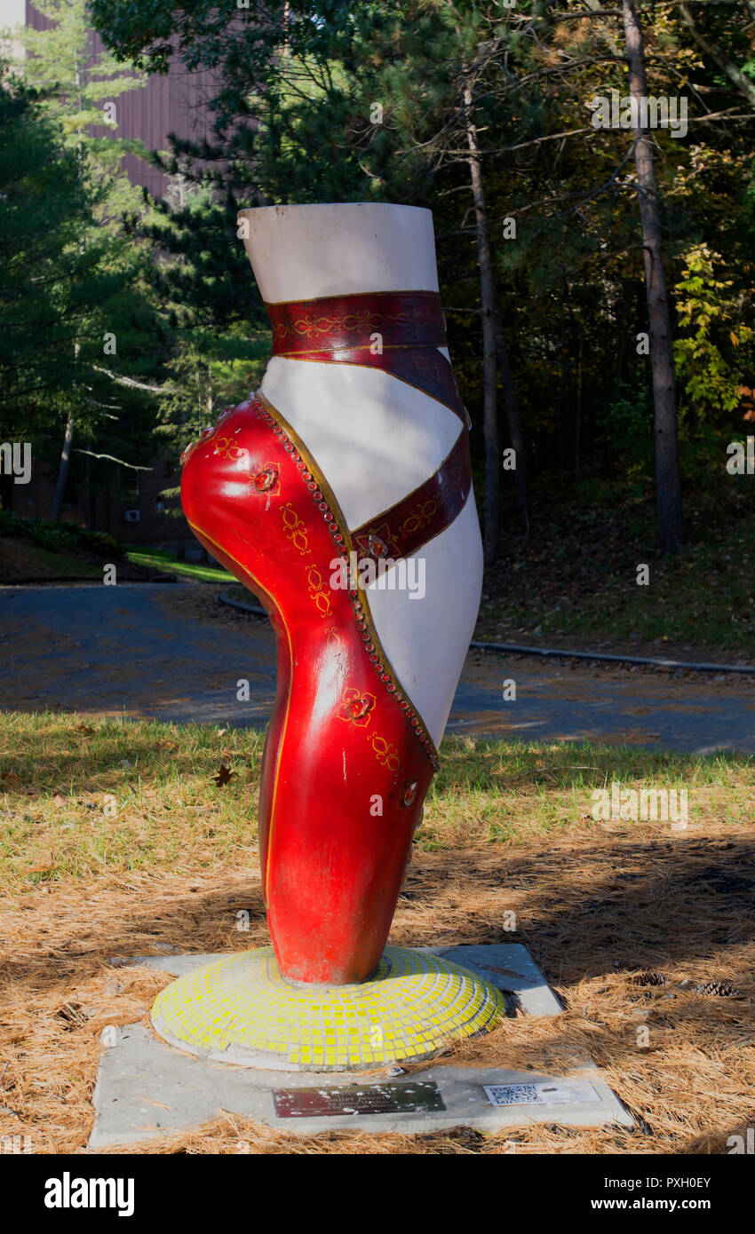 An outdoor ballet slipper art display at the performance center at the Saratoga Springs Spa National Park. Stock Photo