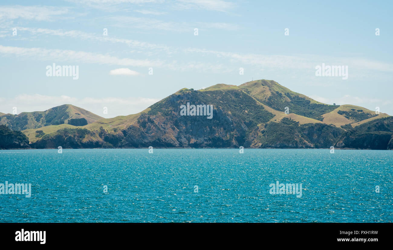 Stunning Bay of Islands with island landscapes under a blue sky