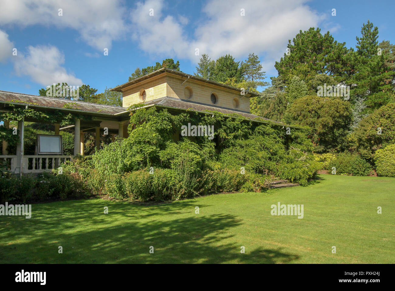 Garden at the Italian Teahouse on Garnish Island, County Cork, Ireland. Stock Photo