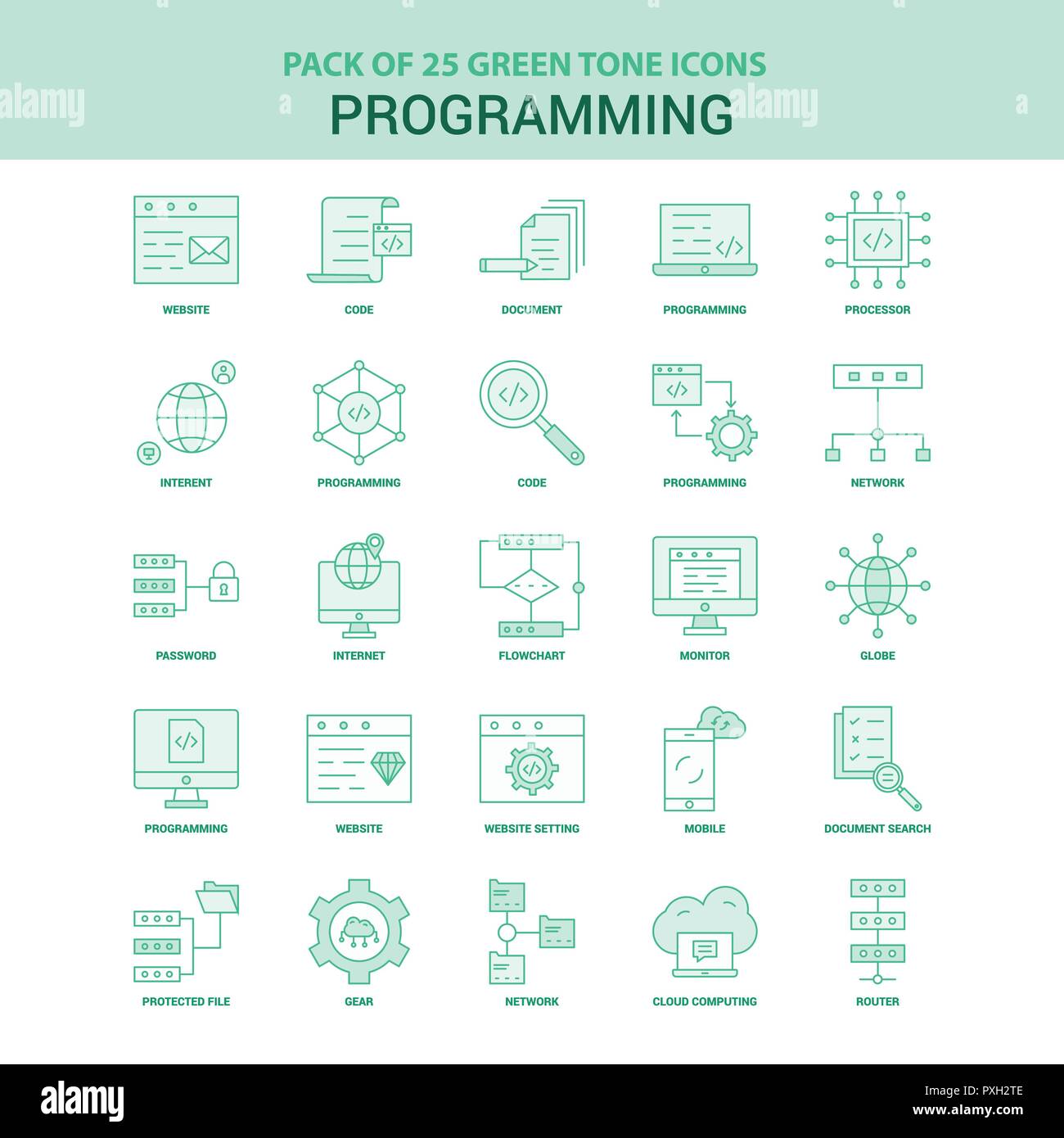 25 Green Programming Icon set Stock Vector Image & Art - Alamy