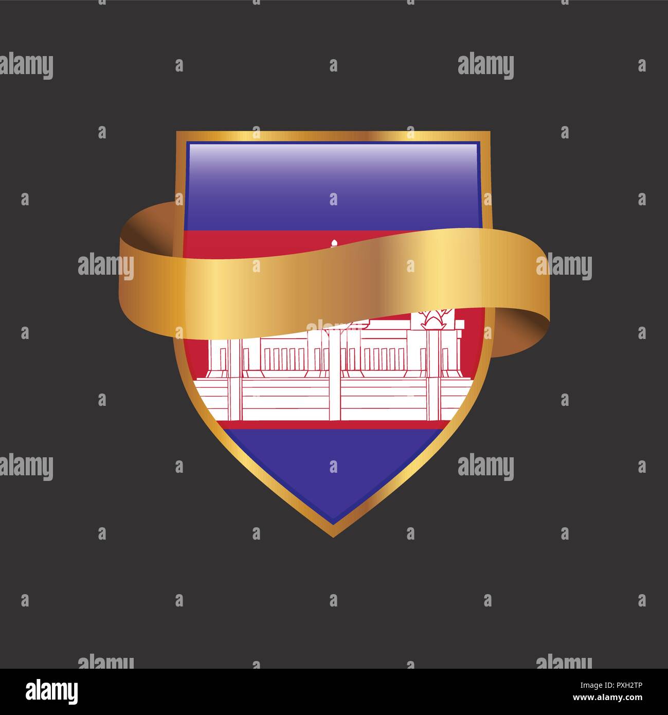 Cambodia flag Golden badge design vector Stock Vector
