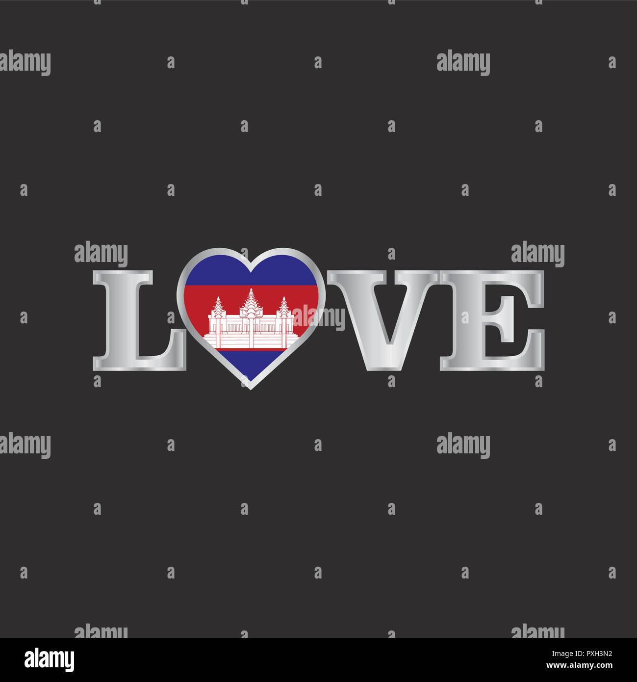 Love typography with Cambodia flag design vector Stock Vector