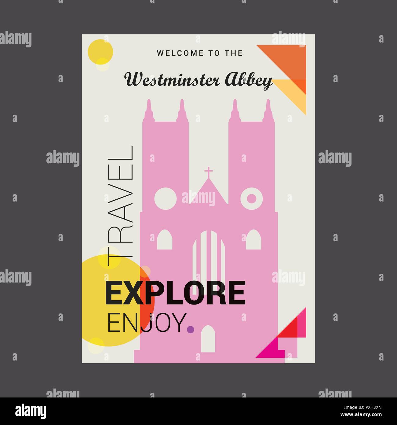 Welcome to The Westminster Abbey London , UK Explore, Travel Enjoy Poster Template Stock Vector