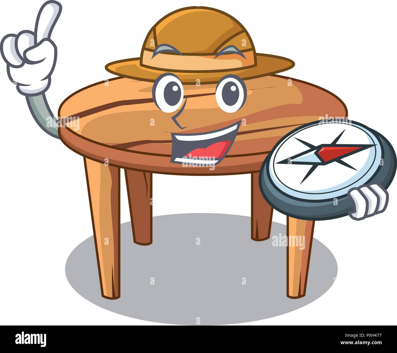 Explorer Cartoon Wooden Dining Table In Kitchen Stock Vector