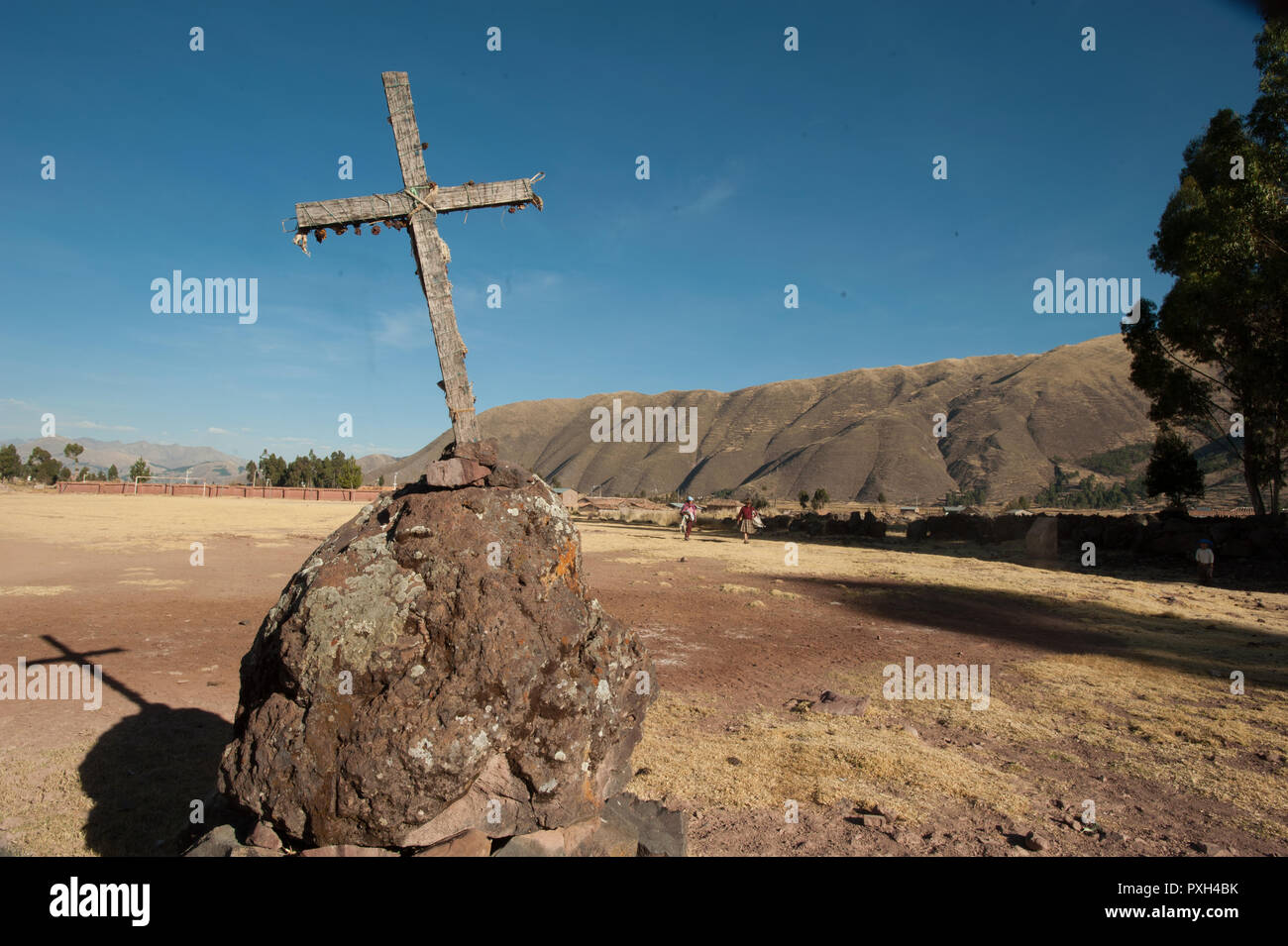 Near  the village of San Pablo crossed by Collasuyo leaving Raqchi south Stock Photo