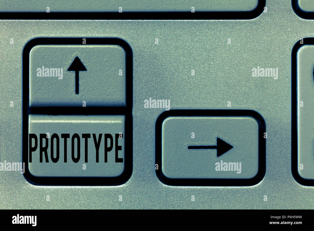 Handwriting text Prototype. Concept meaning Preliminary project design version of device vehicle product. Stock Photo