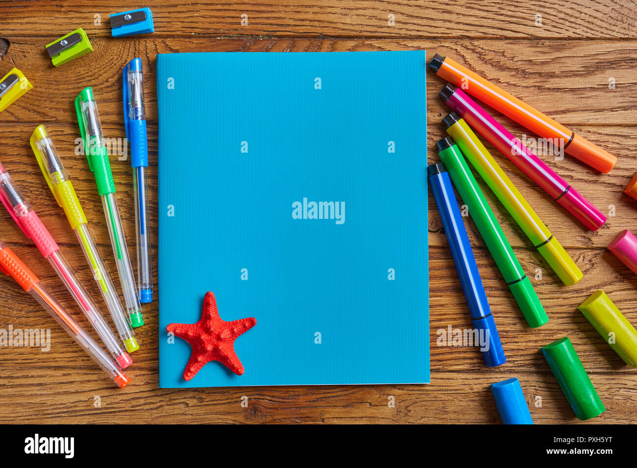 Stationery with copyspace. Education concepte. Top view, flat lay. copyspace Stock Photo
