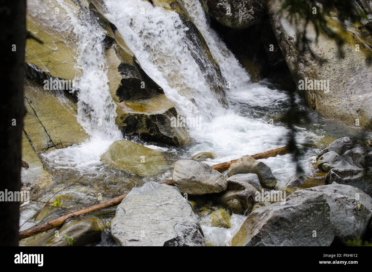 Beautiful waterfall in the mountains - Europe, High Tatras Stock Photo