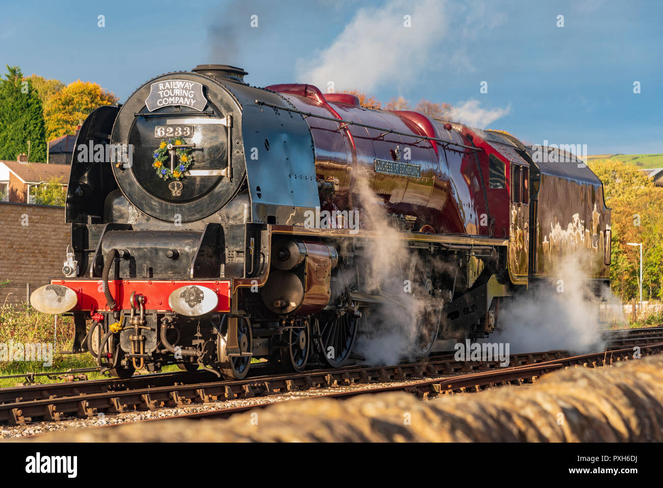 No.46233 'Duchess of Sutherland' the Midland and Scottish Railway (LMS) Princess Coronation Class 4-6-2 'Pacific' type steam locomotive built in 1938. Stock Photo