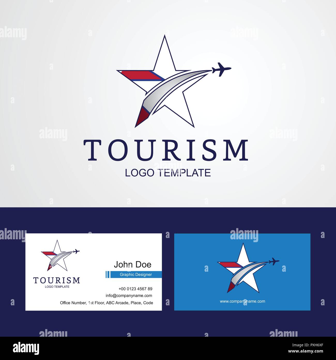 Travel Nepal flag Creative Star Logo and Business card design Stock