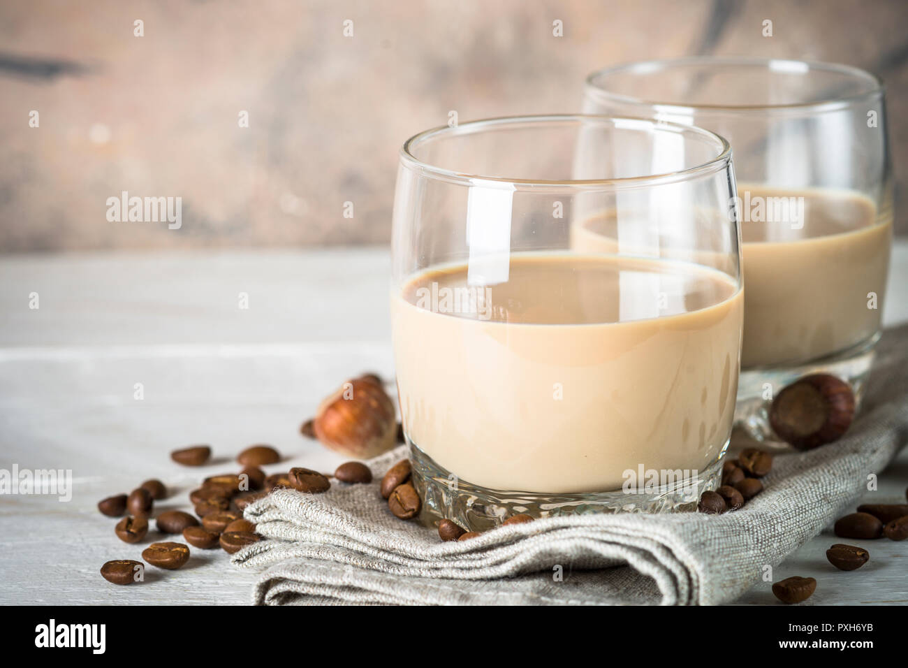 Irish creme liqueur in glass Stock Photo Alamy