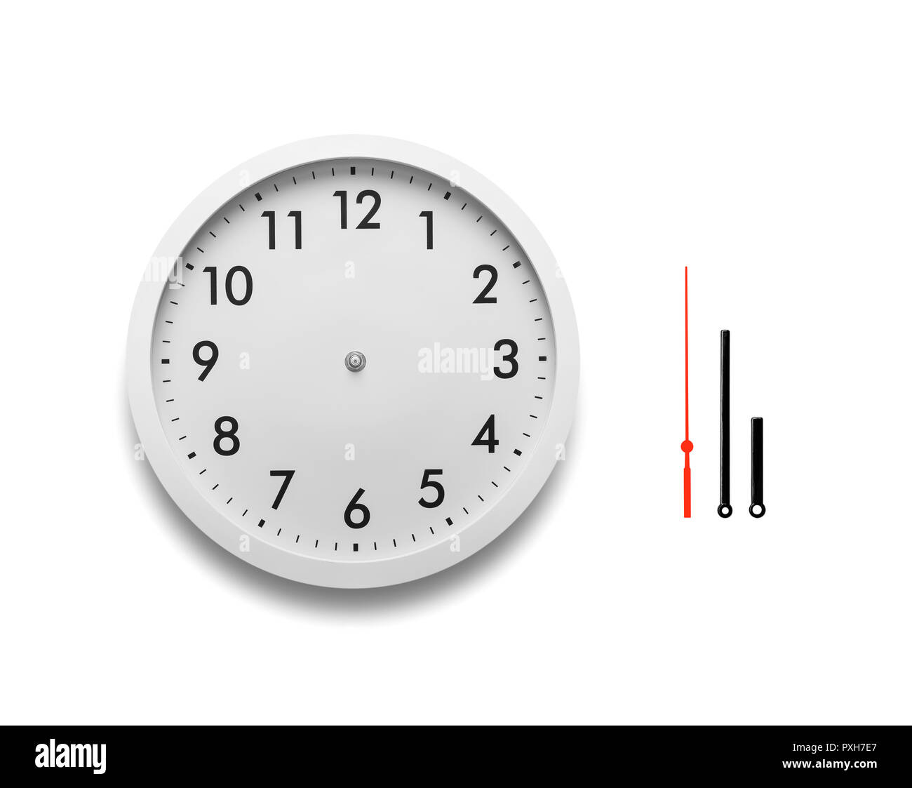 White wall clock isolated on white background Stock Photo - Alamy