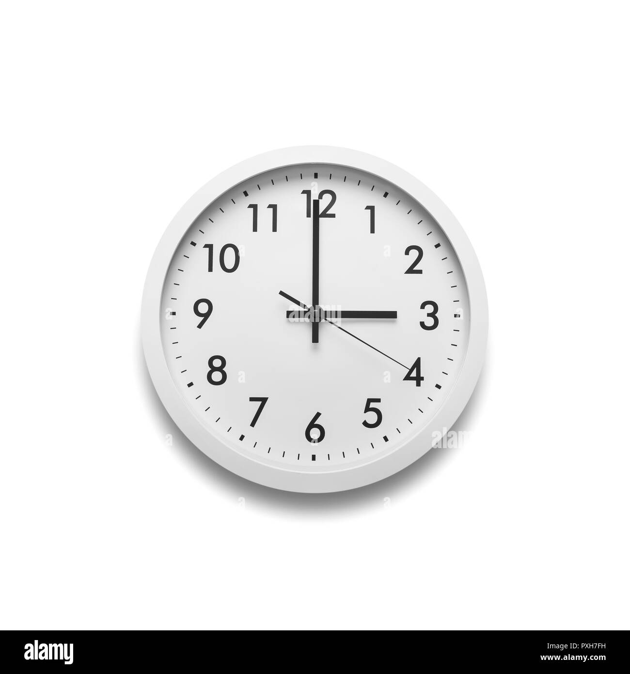 White wall clock isolated on white background Stock Photo - Alamy
