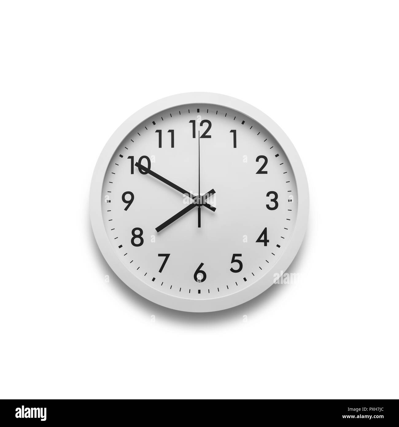 White wall clock isolated on white background Stock Photo - Alamy