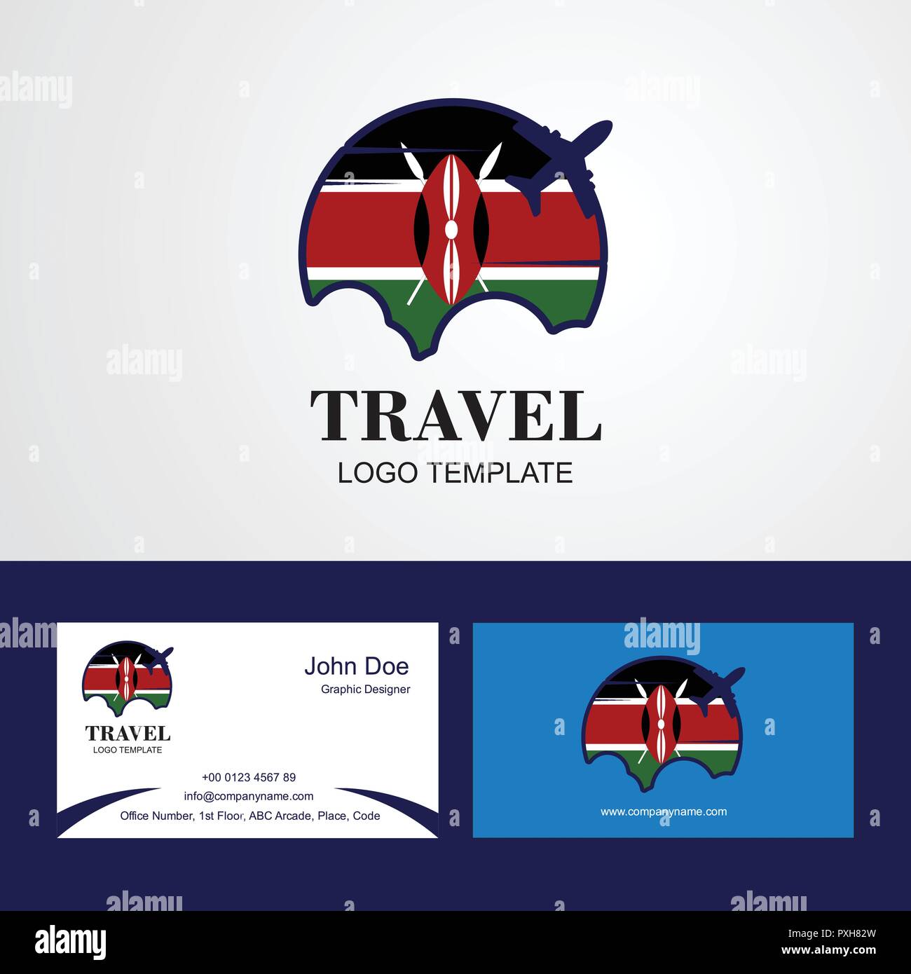 Travel Kenya Flag Logo and Visiting Card Design Stock Vector