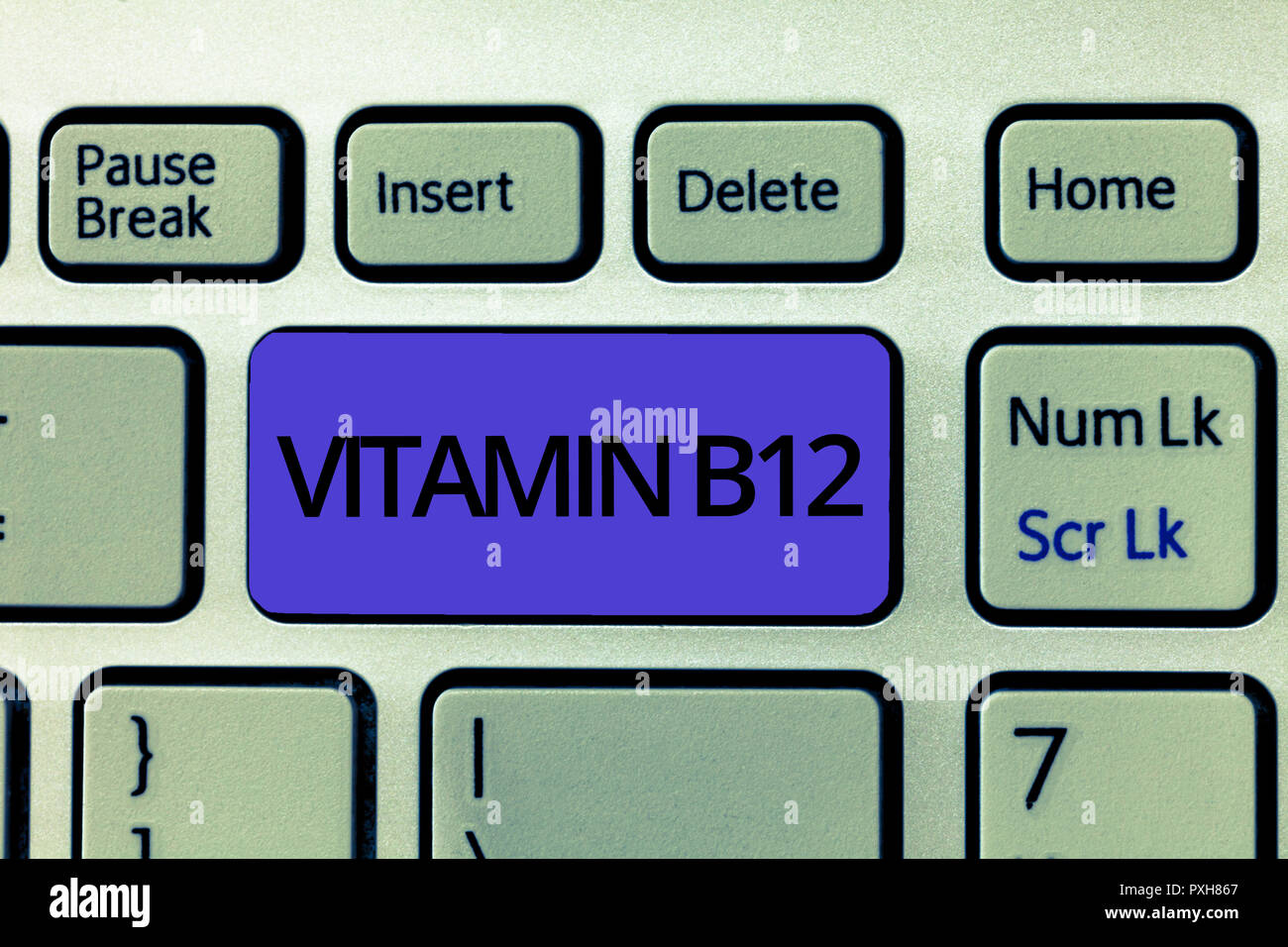 Handwriting text Vitamin B12. Concept meaning Group of substances essential for the working of certain enzymes. Stock Photo