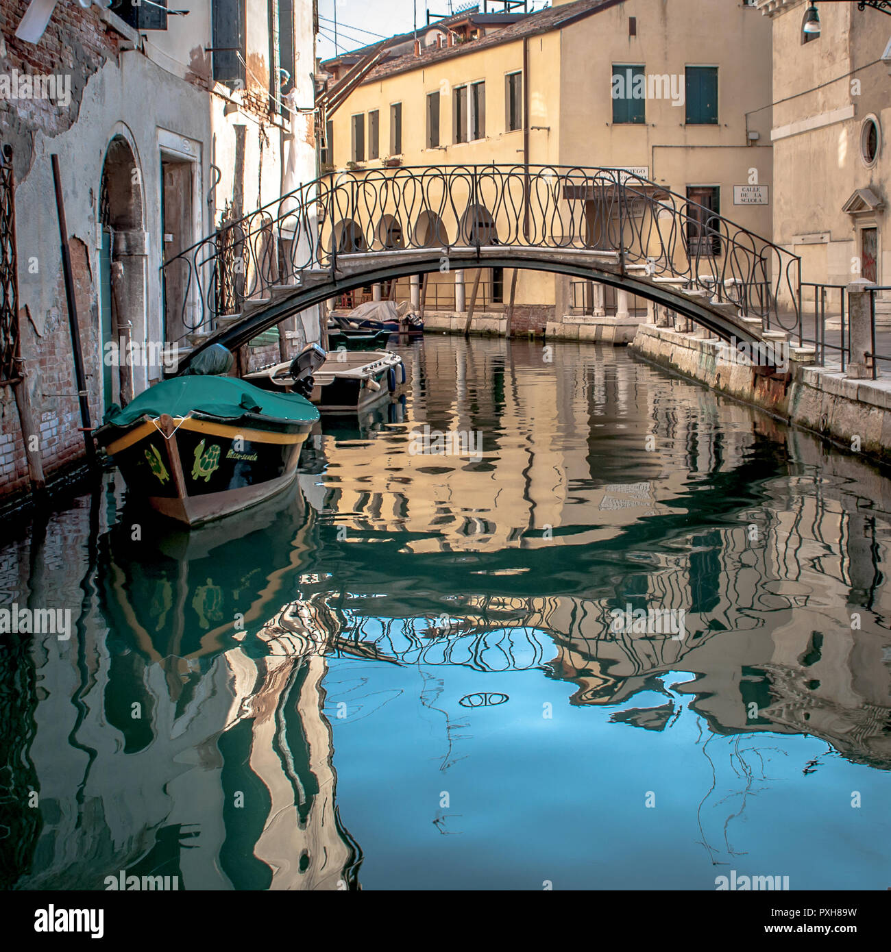Venedig ist die Hauptstadt der Region Venetien in Norditalien und wurde auf mehr als 100 kleinen Inseln in einer Adria-Lagune erbaut. Stock Photo