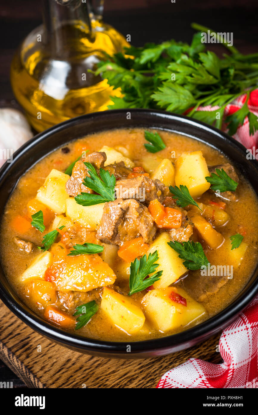 Goulash with meat and vegetables. Beef stew Stock Photo - Alamy