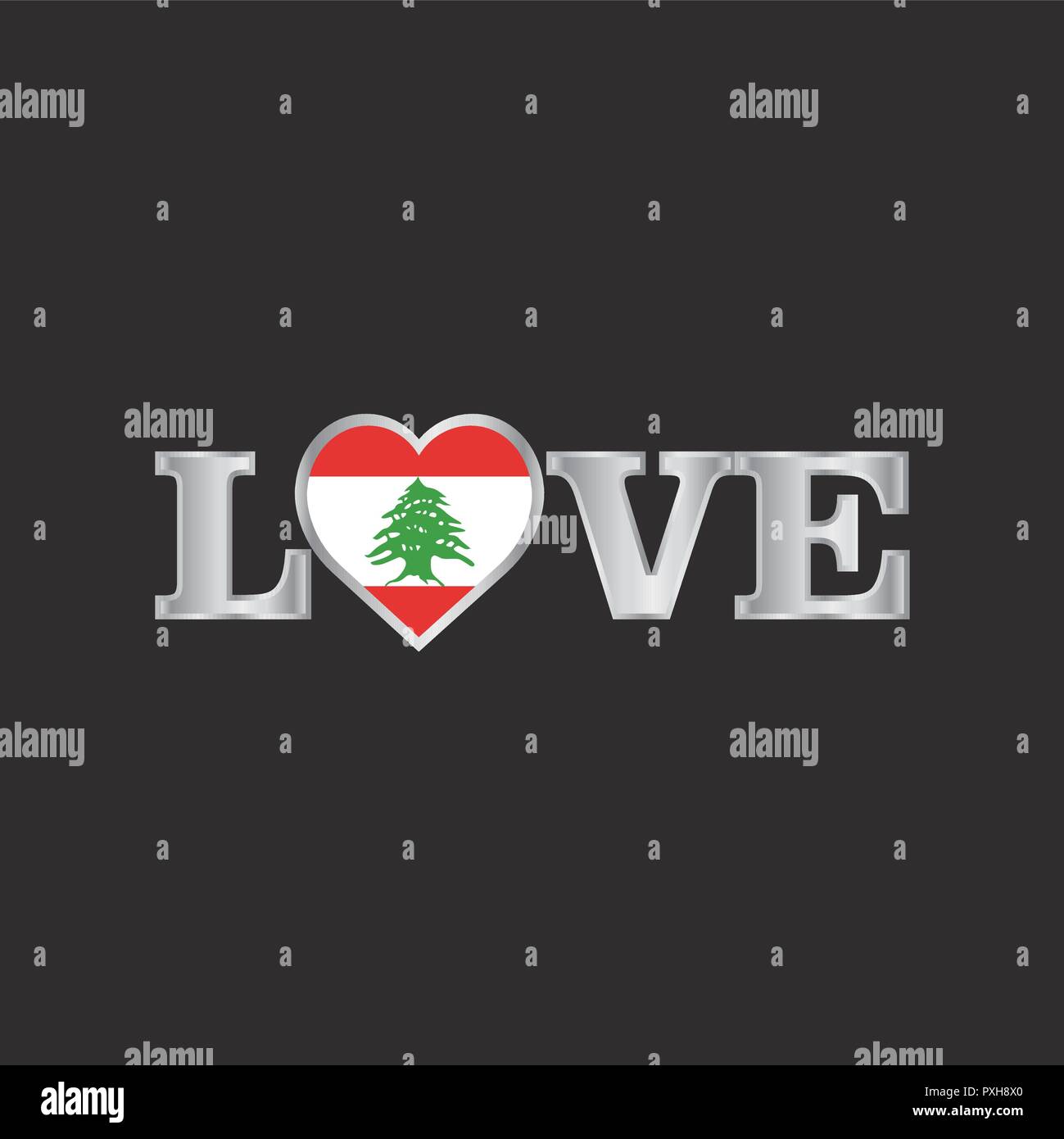 Love typography with Lebanon flag design vector Stock Vector