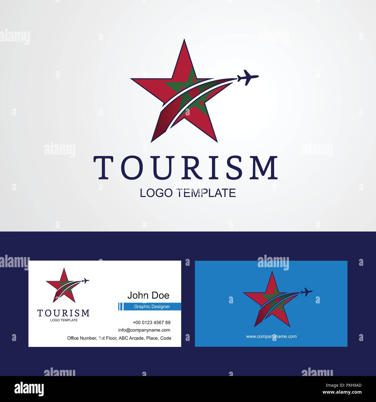 Travel Morocco flag Creative Star Logo and Business card design Stock ...