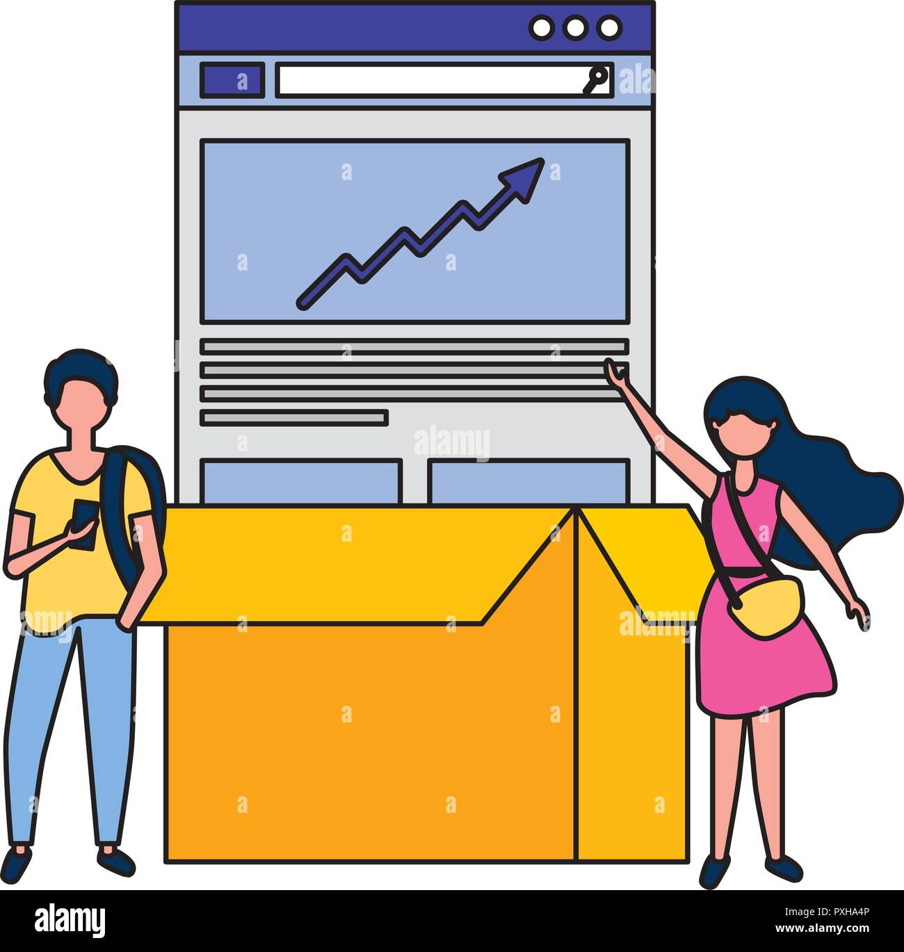 people with mobile box business financial vector illustration Stock Vector Image & Art Alamy