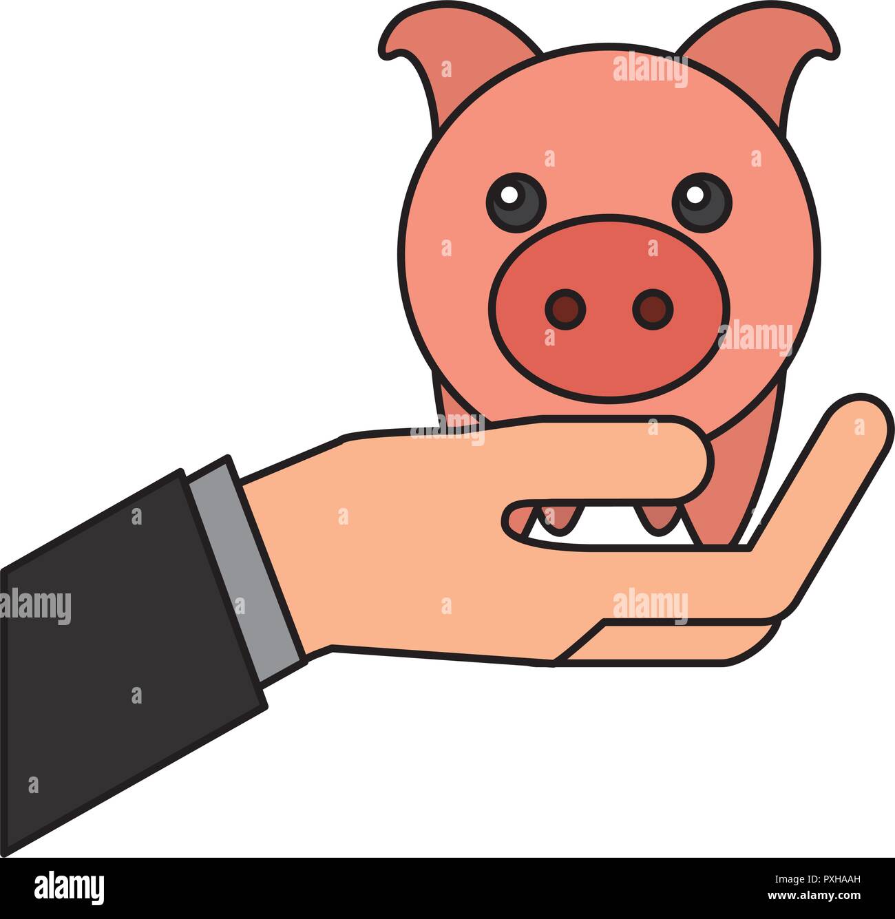 Hand Holding Piggy Bank Save Money Vector Illustration Stock Vector - hand holding piggy bank save money vector illustration